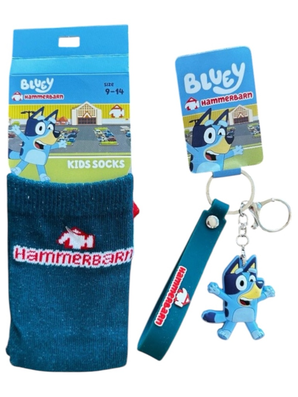 Bluey Hammerbarn Socks and Key Ring Bundle Bunnings Exclusive Rare